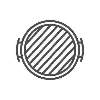 Siyah arka planda siyah ızgara ikonu izole edildi. Barbekü ızgarasının üst görünümü