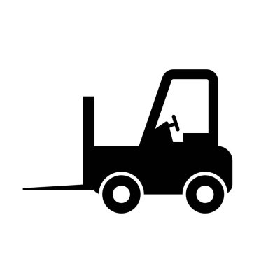 Beyaz arkaplanda forklift simgesi. Stok vektör illüstrasyonu.