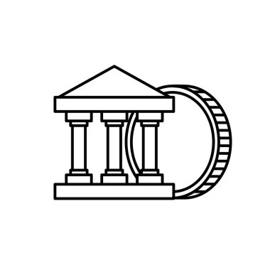 Beyaz arka planda banka bitcoin simgesi. Vektör şifreleme simgesi