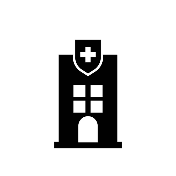 Ziekenhuis Gebouw Vector Pictogram Witte Achtergrond — Stockvector