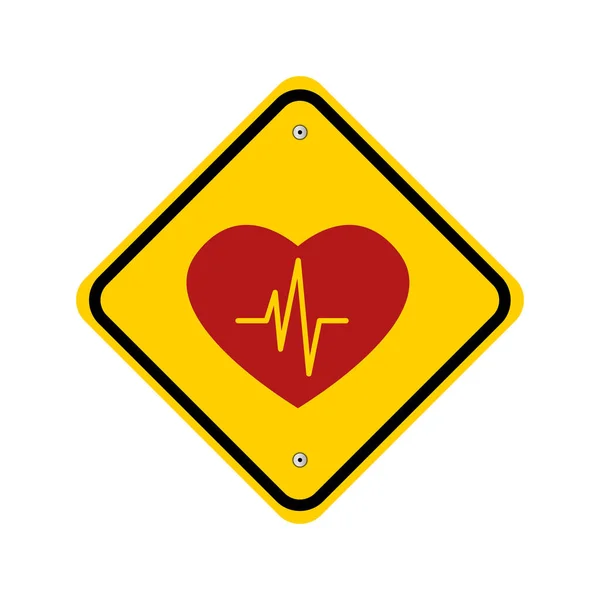 Heartbeat Vector Icon Road Sign Medicine Concept — Stock Vector