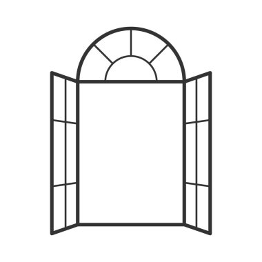 Siyah kemerli pencere beyaza izole edilmiş. Vektör simgesi