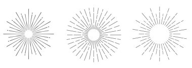 Sunburst Sun Ray Vector, Vintage Black Radial Art, Retro Hand Illustration