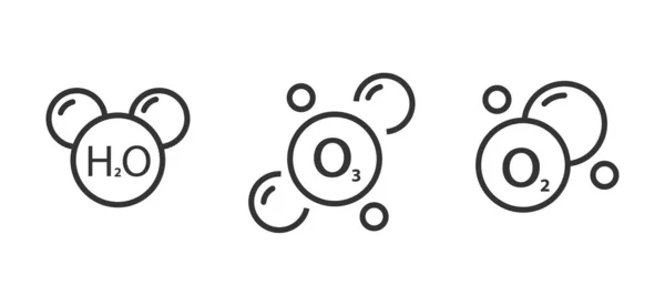 Set Icone Della Linea Molecule Bianco Illustrazione Vettoriale — Vettoriale Stock