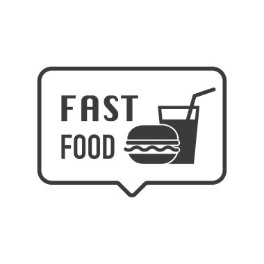 Beyaz arka planda fast food ikonu. Stok vektör illüstrasyonu