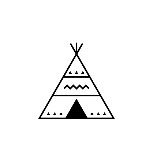 Indiase Tepee Lijn Pictogram Omtrek Vector Teken Lineaire Stijl Pictogram — Stockvector