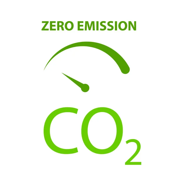 Emissão Zero Seta Calibre Definida Como Zero Neutro Carbono Objectivo — Vetor de Stock