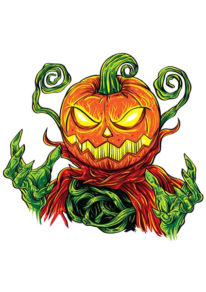 Pumpkin head monster — Stock Vector