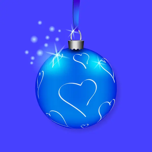 Krásná modrá koule se srdcem nakresleným na modrém pozadí. — Stockový vektor