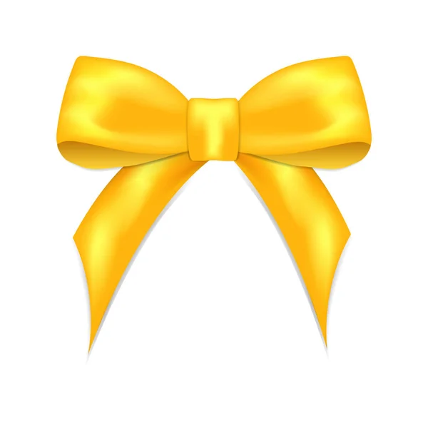 Beautiful Yellow Bow Made Satin Ribbon Isolated White Background Accessory — Stock Vector