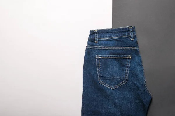 Klassieke Blauwe Jeans Een Zwart Witte Achtergrond Jeans Spijkerbroeken — Stockfoto