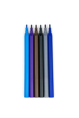 A neatly stacked set of markers isolated on a white background. Universal markers for school, office, and Hobbies.