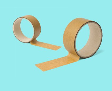 Mavi arka planda iki koli bandı. Evrensel paketleme bandı.