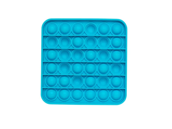 Blue Silicone Pop Toy Isolated White Background Popular Stress Product — Stock Photo, Image