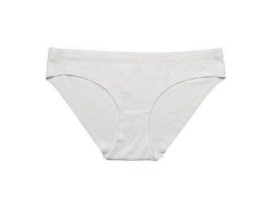 Beyaz arka planda izole edilmiş rahat kadın külotları. İç çamaşırı. Düz yatıyordu.