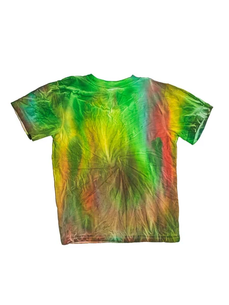 Vista Posteriore Una Shirt Stile Tie Dye Isolata Uno Sfondo — Foto Stock