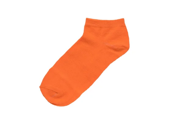 Яркий Оранжевый Носок Изолирован Белом Фоне Стильный Спортивный Аксессуар Плоский — стоковое фото