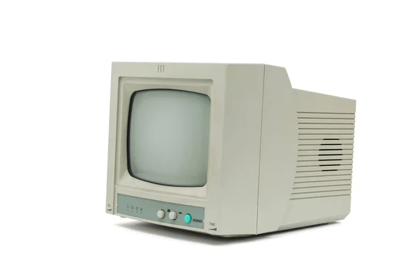 Ein Kleiner Grauer Monitor Isoliert Auf Weißem Hintergrund Retro Ausstattung — Stockfoto