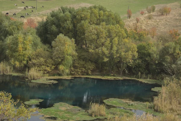 sessiz bir göl üzerinde bulutlu gün