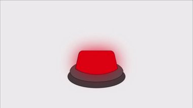 Siyah tabanlı kırmızı bir düğme. Düğme beyaz arkaplanda