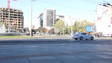 Belgrad 'da Slavija Meydanı' nda trafik