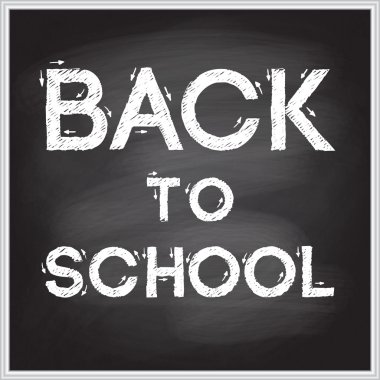 Okula geri okul yazı tahtası Beyaz tebeşir ile el yazısı