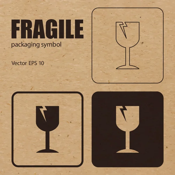 Symbole d'emballage vectoriel fragile — Image vectorielle