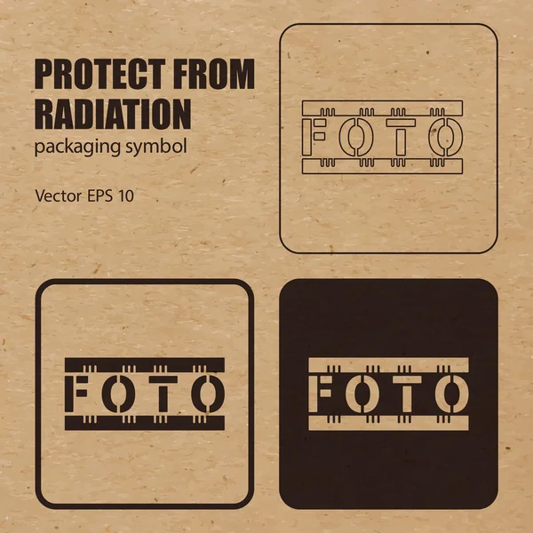 Proteger de la radiación vector símbolo de embalaje — Vector de stock