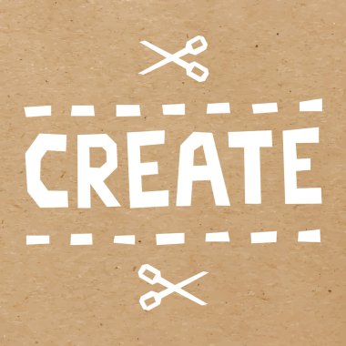 Kelime oluşturma beyaz kağıt kesme ile arka plan zanaat kağıt