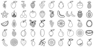 Siyah Çizgi Biçiminde Meyve Simgesi Ayarları Tropikal ve Yaygın Varyasyonlar