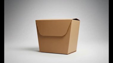 Kapalı Karton Kutunun Dinamik Dönüşü Beyaz Arkaplanda İzole Edildi: Ürün Paketleme için Mockup