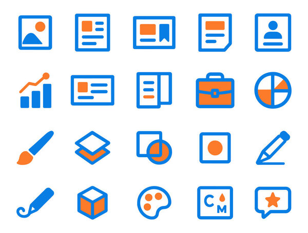 Откройте для себя творческие элементы графического дизайна и ресурсы. Этот плоский набор значков предназначен для бизнес-презентаций, веб-сайтов, печатных СМИ, документов и приложений. Изображая различные компоненты проектирования, эти иконки передают редактирование изображений, int