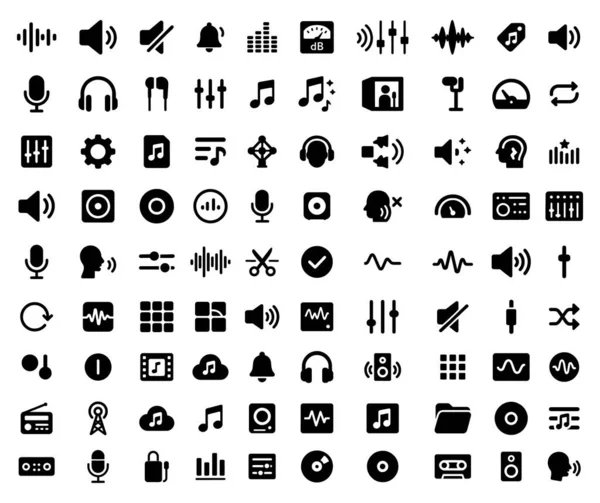 Müzik ve ses simgeleri, hoparlör, mikrofon, nota, eşitleyici ve ses dalgası gibi basit semboller sunarak, katı bir tarzda ayarlandı. Koleksiyon, ses, çalma ve kayıt için kontrolleri, uygulamalar ve kullanıcı arayüzleri için idealleri içerir. Bu... 