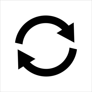 beyaz arkaplanda izole edilmiş simge siyah renk vektör tasarımını döndür