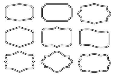 Siyah renk vektör tasarımlı vintage çerçeveler dizisi