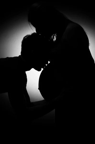 Silhouet van man en vrouw — Stockfoto