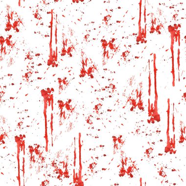 Blood splatters and stains seamless pattern. Red blots of watercolor illustration isolated from background Realistic bloody splatters for Halloween Drop for blood concept. Design for fabric, packaging