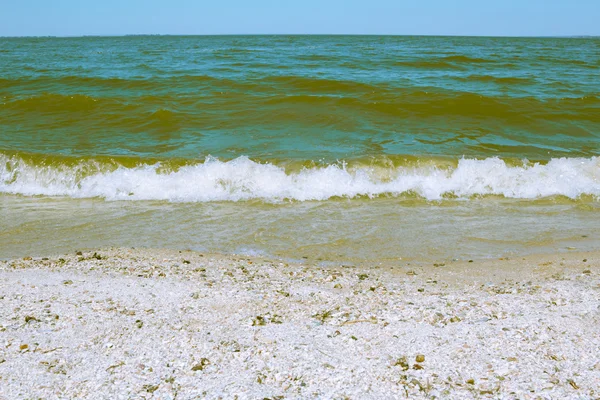 Ola de mar en una playa de arena — Foto de Stock