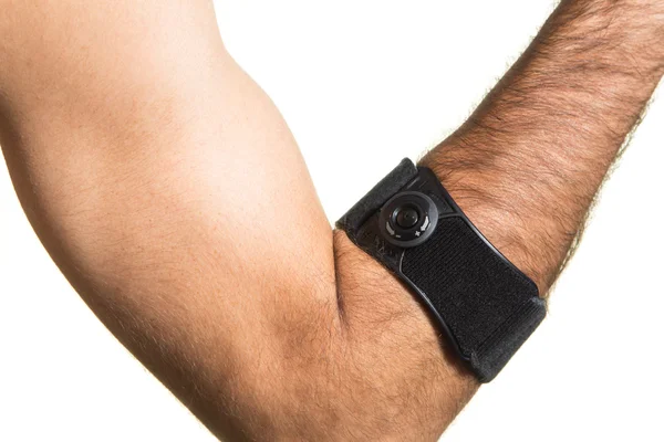 Armbåge bandage på en mans hand - isolera — Stockfoto