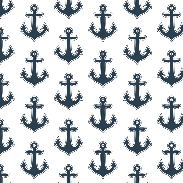 Monochrome seamless pattern with anchor on white background. Vector illustration. — Stock Vector