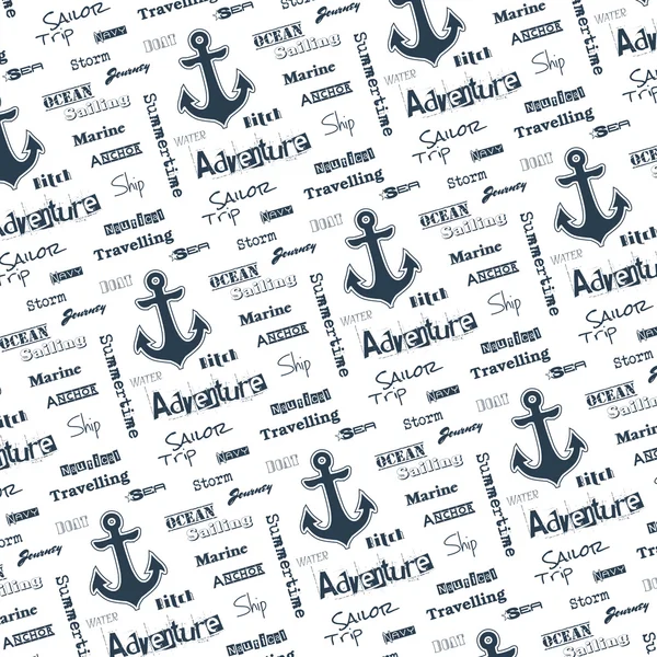 Monochrome seamless pattern with anchor on white background. Vector illustration. — Stock Vector