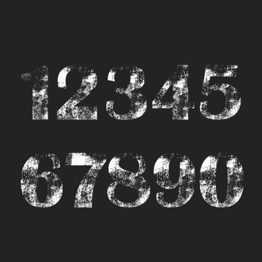 Grunge numaraları. Vektör çizim.