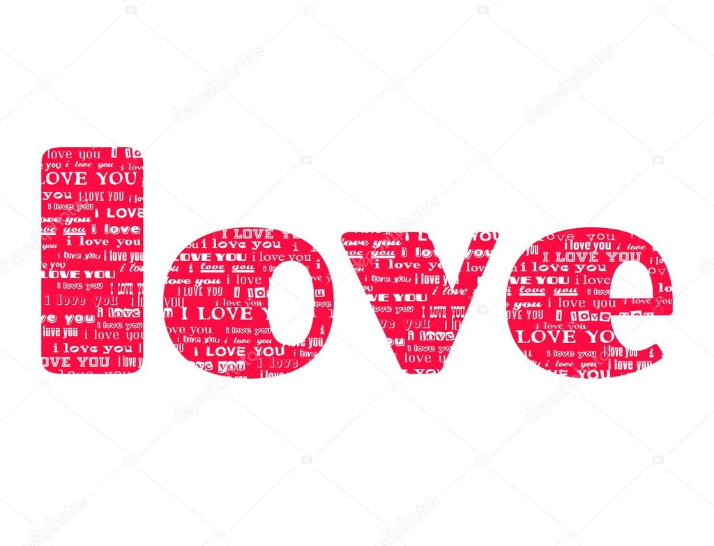 Big Pink Word Love Isolated On White Background Filled Text I Love Youwith Different Fonts Vector Il Ration Design Concept For Valentines Day And Big Pink Word Love Isolated On White Background Filled Text I Love Youwith Different Fonts Vector Il Ration Design Concept For Valentines Day And