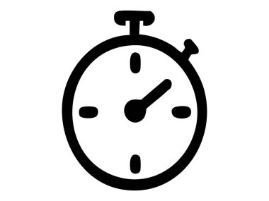 Black outline of stopwatch icon isolated on white background, illustration. concept of timekeeping, sports timing, accuracy, icon, logo, countdown, design element.