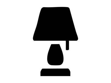 Black silhouette of classic lamp icon, isolated on white background. concept of interior decor, lighting, home furnishing, design element, icon, elegant, simple, minimalist.