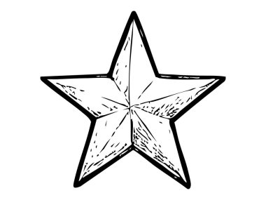 Beyaz arka planda izole edilmiş siyah yumurta çizimi ve yeni yıl yıldız çizimi. Tatil ikonu konsepti, şenlikli dekorasyon, kış kutlaması, tasarım unsuru.