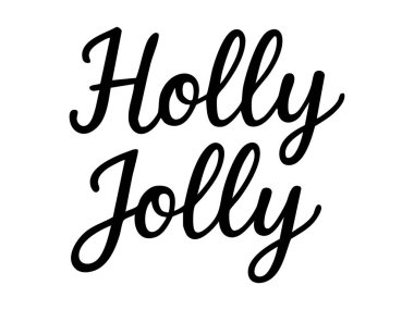 Holly neşeli siyah kuluçka çizimi beyaz arka planda izole edilmiş. Noel konsepti, yeni yıl kutlaması, şenlikli dekor, tatil ruhu, tipografi, tebrik kartı tasarımı.