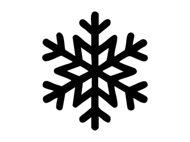 Siyah kar tanesi silueti, beyaz arka planda izole edilmiş, resimli. Kış konsepti, Noel, yeni yıl, bayram dekorasyonu, şenlik dekorasyonu, ikon, tasarım unsuru.