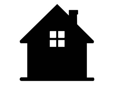 Pencereli siyah siluet, beyaz arka planda izole edilmiş. ev, mimari, emlak, mülk, bina tasarımı, simge, logo, tasarım elementi konsepti.