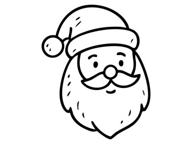 Siyah çizgili, Noel Baba yüzü şapkalı, beyaz arka planda izole edilmiş, resimli. Noel konsepti, tatil simgesi, şenlikli dekor, neşeli karakter, tasarım unsuru.